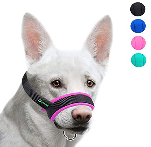ILEPARK Maulkorb aus Stoff um Hunde vom Beisen, Bellen und Kauen abzuhalten, anpassbare Hals,Atmungsaktiv(XL,Rosa)