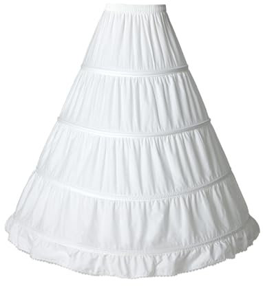 BEAUTELICATE Damen Reifrock Brautkleid A-Linie Petticoat Unterröcke Baumwolle Lang Vintage für Hochzeit Mittelalterliche Viktorianische Kleid Karneval Cosplay (Elfenbein, 34-40)