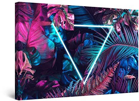 Startonight Quadro su Tela Triangolo Chiaro e Piante - Quadri Moderni Astratti - Stampe Camere da Letto Stampe Incorniciate 60x90 cm, Decorazione Parete, Idea Regalo Elegante Luminoso al Buio