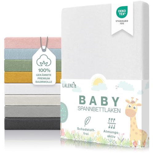 Laleni Premium Spannbettlaken 38x77 cm Babywiege oval | Oeko-TEX zertifiziertes Spannbettlaken Kinderbett | Stubenwagen Bezug aus 100% Baumwolle | Bettwäsche Babywiege | Baby Bettwäsche in Weiß