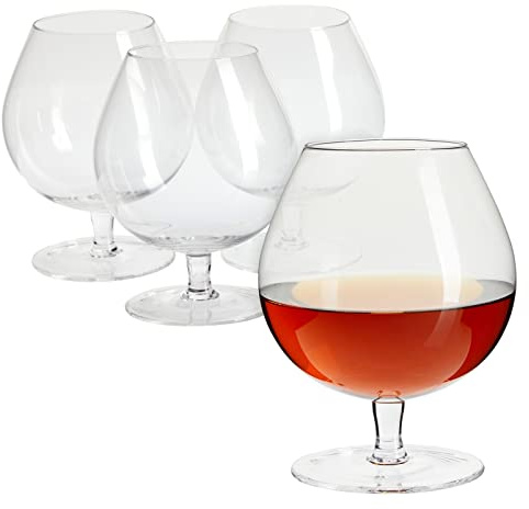 Juvale 30 oz Whiskey & Cognac Snifter Glasses Set of 4 - Clear Modern 4 x 6 in - Curved Cognac Cups for Enhanced Aroma - Tasting Drinkware for Spirits, Cocktails & Beer