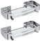 Strength Enemy Estanteria Baño, Estante Ducha sin Taladro de Acero Inoxidable 304 con 4 Ganchos, Estantería Ducha Cocina, Accesorios de Baño Autoadhesivos, Plata 2 Paquete