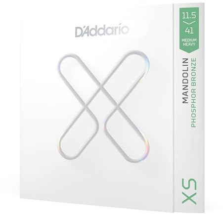 D'Addario Mandolinen-Saiten – Beschichtete Mandolinen-Saiten – XS Phosphorbronze – Für 8-saitige Mandoline – Maximale Lebensdauer, Glattes Spielgefühl – XSM11541 – Mittel-Schwer, 11.5-41