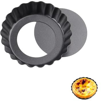 Teglia per crostate, 8 x 1,6 cm, con base di sollevamento, base rimovibile, casseruola sicura per quiche con fondo rimovibile, stampi per crostate per quiche, crostate (8 x 1,6 x 1, nero)