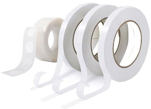 Aeuezxx Ruban Adhésif Double Face, 3 Rouleaux de 15 Mètres de Ruban Auto Adhésif et 1 Rouleau / 100 Points de Colle Ballon, Colle Ballon Double Face Dots, Pour Fête, Mariage, DIY l'artisanat