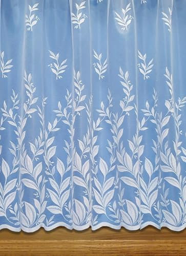 John Aird - Joanne Floral Leaf Net Curtain - Select Your Size (2 Metres Width, Drop: 48 (122cm))