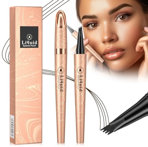 Lápiz de cejas con 4 puntas micro cabeza, lápiz de cejas, lápiz de cejas Micro de 4 puntos, lápiz de cejas duradero, resistente al agua, maquillaje natural de cejas (B-marrón oscuro)