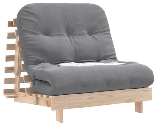 vidaXL Futonbäddsoffa med madrass 90x206x11 cm massiv furu, japansk futon säng, sovrum futon soffa, futon säng med madrass, futon bäddsoffa