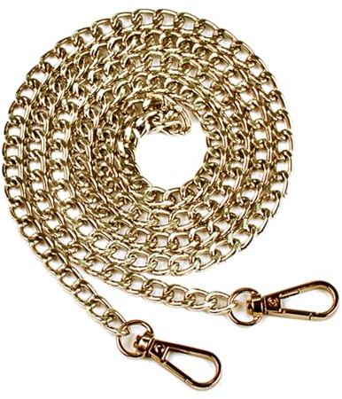 Cadena de aluminio, correa para el hombro para bolsos, cadena de bronce, cadena de repuesto, 120 cm, con hebillas para manualidades, metal, hombro, bolso cruzado, bolso de mano, monedero (bronce)