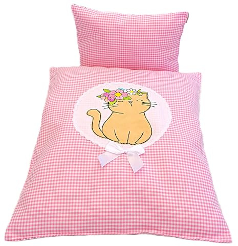 Puppenbettwäsche „Kitten“, 2-tlg., Boho-Katze, für Puppenbett/-wagen