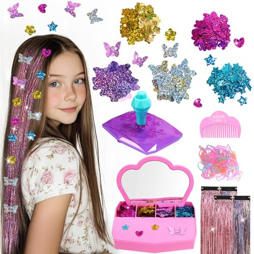 AOSITE Haarschmuck Mädchen Geschenk, DIY Hair Gem Stamper Bedazzler Kit, Haar Glitzersteine Haarflechtmaschine Mädchen, Kreative Spielzeug Girl Birthday Gift 6 7 8 9 10 11 12 Jahre