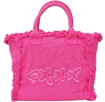 F**K Bolso de playa para mujer, color fucsia con flecos y logo, fucsia, talla única