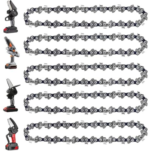 5 cadenas de motosierra de 4 pulgadas para Stihl GTA 26, cadenas de repuesto de 4 pulgadas para mini motosierra eléctrica inalámbrica portátil para corte de ramas de madera (28 eslabones de