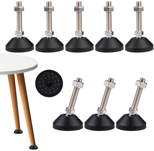 8 Pezzi Piedino a Vite Regolabili per Mobili M10 X 50mm, Piedi di Livellamento Regolabili con un Angolo di Inclinazione Massimo 30°, Grado di Sopportare 400kg per Gambe di Tavoli, Gambe di Sedie