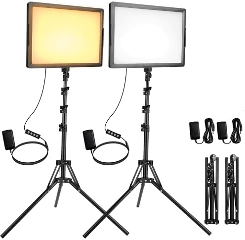 20W LED-Dauerlicht 2-Pack, Ci-Fotto Zweifarbig Dimmbares Foto-Videoleuchte, 175cm Fotografie-Beleuchtungsset 2800-6500K CRI 97+ 2000LM für Studios, YouTube TikTok Videoaufnahmen, Spiele-Streaming