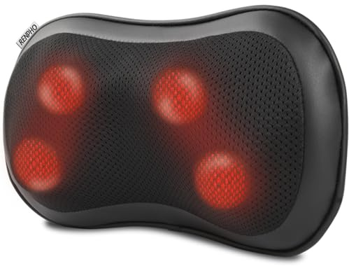 RENPHO Back Massager, 4D Kneading Massage Pillow with 3 Intensities, Neck Massager with Heat, Shiatsu Back Neck and Shoulder Massager with Bi-Direction, Deep Massage Cushion for Office, Home