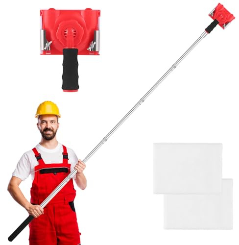 Paint Edge Trimmer + 2 Replace Pads - Adjustable 35.4-78.7 Inch Spliceable Pole, Ceiling & Corner Painting | Includes Replaceable Paint Pads | Professional Paint Edger for Clean, Sharp Lines