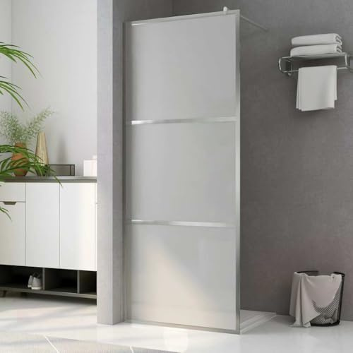 Mokuyary gåtbar duschvägg med helt matt ESG-glas 80 x 195 cm duschvägg för dusch duschavskiljare, gå i dusch duschskiljevägg glasvägg för badrum