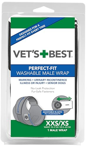Vet's Best tvättbara hundblöjor, absorberande omslag med läckageskydd, upphetsad urinering, inkontinens eller manlig märkning - 1 x blöja per förpackning