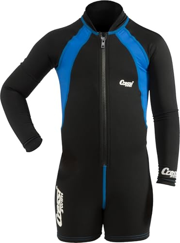 Cressi Shorty Kid - Muta Shorty per Bambini in Neoprene Ultra Stretch 1.5/2mm, Maniche Lunghe, M (3 Anni), Nero/Blu