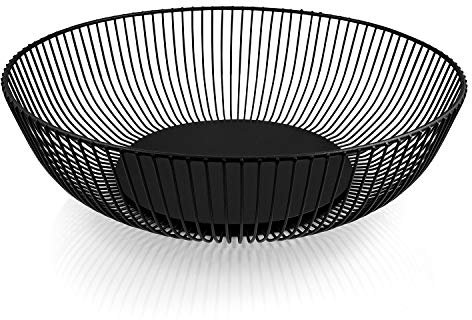 HEYNNA® Frutero de Cocina de Acero Inoxidable “Pure” en Negro Mate – Bol de Fruta Metálico Grande – Decoración Escandinava – 28 cm
