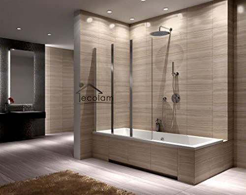 ECOLAM® Badewannenabtrennung für Badewanne Duschabtrennung Agat Rea Glaswand Glasabtrennung 3-teilig H 140 cm Klarglas Glas