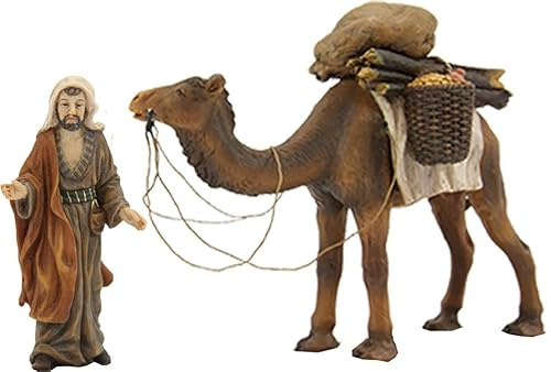 FADEDA 2 x kamel med drivrutin/höjd: 15 cm/handmålad/detaljerade krubbfigurer – julbord, dekoration, krubbtillbehör