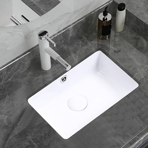Embedded balcony washbasin, undercounter ceramic washbasin, white bathroom ceramic sink, bathroom basin sink with white hot and cold faucet, fired at 1380°C, suitable for bathrooms, balconies, etc. (
