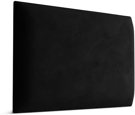Muralo - Samt Wandkissen Stoff Polster-Paneel für Schlafzimmer Wohnzimmer Bett Wandpolster Bettkopfteil Lendekissen Modern Luxus Gepolstert Magic Velvet (Schwarz, 60 cm x 40 cm)