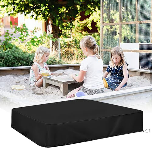 Deepton Sandkasten Abdeckung, 150X150cm Sandkastenabdeckung, Abdeckung Sandkasten, Abdeckplane Sandkasten, Abdeckung für Sandkasten, Schwarz Sandkastenplane mit Kordelzug, Spielzeug Sandkasten Plane
