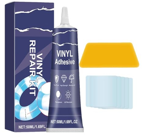 Kit de réparation de piscine - Rustine imperméable - Kit de réparation de matelas gonflable - En vinyle transparent - Pour le remontage de bateaux en caoutchouc PVC, , bouées de natation (50 ml)