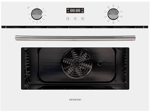 Infiniton Horno Compacto Multifuncion HN-A45MB Alto 45cm Clase A 2800W Display digital LED Easy-tronic Control de tiempo de finalización Puerta de doble acristalamiento (Blanco)