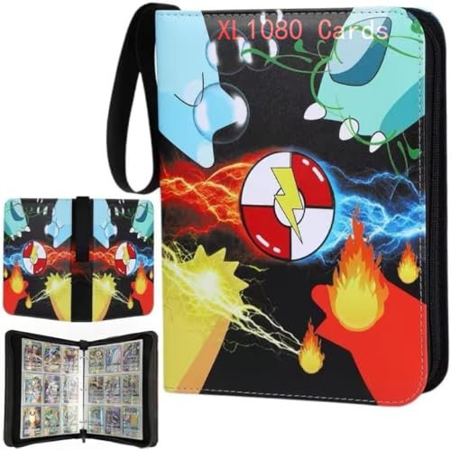 HYSINSE Album per cromos carte da collezione per giochi di carte collezionabilidi 1080 buste da gioco,per TCG,regalo per ragazzi e ragazze,album toploader per pokemon tcg