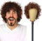 UILYNIU Herren Braun Perücke Locken Hippie Kostüm Perrücke Mit Schnauzbart, 70er 80er Jahre Afro Shaggy Perücke Braun, Disco Dude Punk Perücke für Herren Cosplay Halloween Fasching Mottoparty