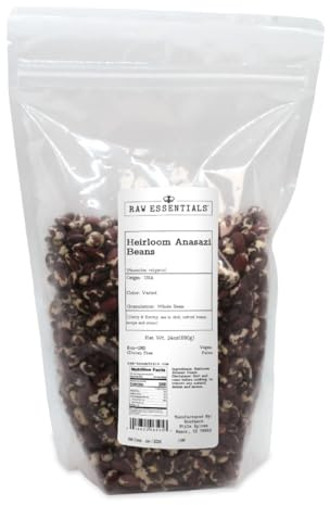 Raw Essentials Heirloom Anasazi Beans - Chili, Refried Beans, Soups and Stews - Non-GMO, Gluten Free, Vegan and Paleo - 24 Ounce Bag