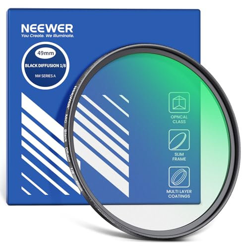 NEEWER Filtro Black Diffusion 1/8 da 49mm con Effetto Cinematografico Sognante Morbido,Ultra Sottile/Idrorepellente/Antigraffio/Vetro Ottico/Rivestimenti Multipli Nano per Video Vlog Foto di Ritratti