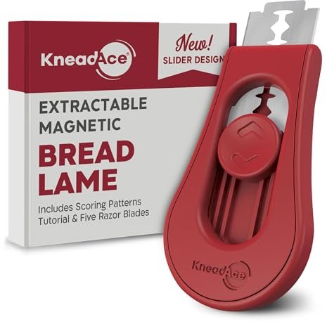 KneadAce Upgraded Extractable & Magnetic Bread Lame Dough Scoring Tool - Professional Sourdough scoring tool for Sourdough Bread baking & Bread Making Tools - Scoring Patterns booklet & 5 Razor Blades