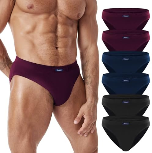 FALARY Mens Briefs Multipack of 6 Men's Underwear Soft Breathable Pure Cotton Underpants for Sports with No Itchy Labels Anti Chafing