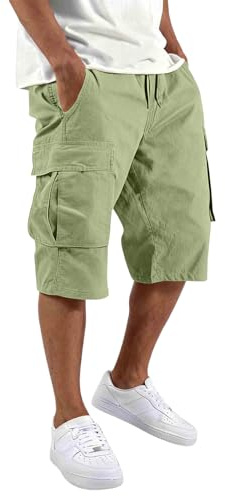 Bermudas Hombre Verano Cargo Montaña Senderismo Pantalones Cortos Hombre Trabajo Gym con Bolsillo Bermudas Jogging con Cordón 2026