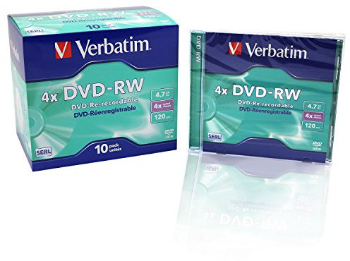 Verbatim DVD-RW 4X Speed 10er Pack Jewel Case Scratch Resistant Surface DVD-Rohlinge