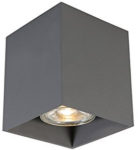 QAZQA - Modern Moderner AufbauSpot I Spotlight I Deckenspot I Deckenstrahler I Strahler I Lampe I Leuchte Dunkelgrau GU10 50mm - Qubo I Wohnzimmer I Schlafzimmer - Aluminium Würfel I Quadratisch - LED
