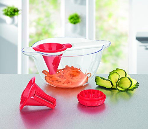 GOURMETmaxx 06552 Spiralschneider mit Salatschüssel rot/weiß