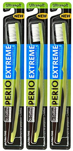 Dr. Collins Perio Extreme Toothbrush, (Colors Vary) (Pack of 3)