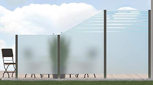 Bijon Sichtschutz Glas Terrassen, Windschutz Glaszaun, Garten, Satiniert mit klarem Abschluss oben PG8 G | 119x183,5cm