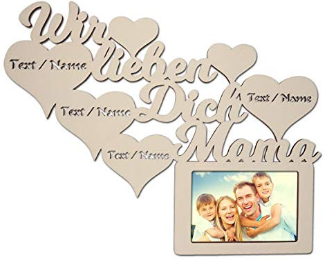 Namofactur Mama Geschenke Geschenkideen Danke das es Dich gibt zum Mutter-Tag Geburtstag-sgeschenke Beste personalisiert mit Namen Gravur Bilderrahmen 10 x 15 cm Ich Wir lieben Dich