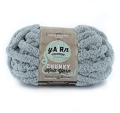 Lion Brand Yarn AR Workshop Chunky Knit, Jumbo Chenille Yarn for Knitting, Crochet, and Crafts, Eucalyptus, 1 Pack