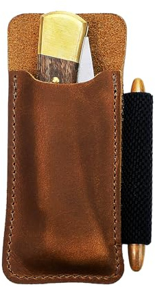 EASYANT Leather Pocket Organiser Pouch EDC Holster Belt Clip Sheath for Buck 110 Space Pen