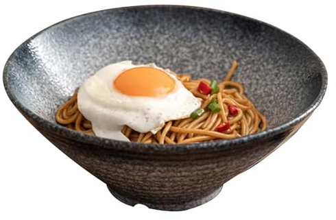 8 Pulgadas Juego De 2 Tazones De Cerámica Para Ramen De(9 Piezas) - Tazones Grandes De Porcelana Para Ensaladas Fideos Cereales Con Recetas Palillos Tenedores Y Cucharas Para Apto Para Lavavajillas