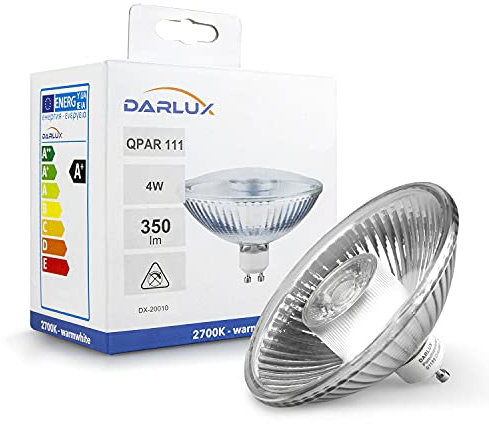 LED-reflektorlampa QPAR111 GU10 4 W till 6,5 W varm vit med glaskropp och dimbar (1,4 watt)