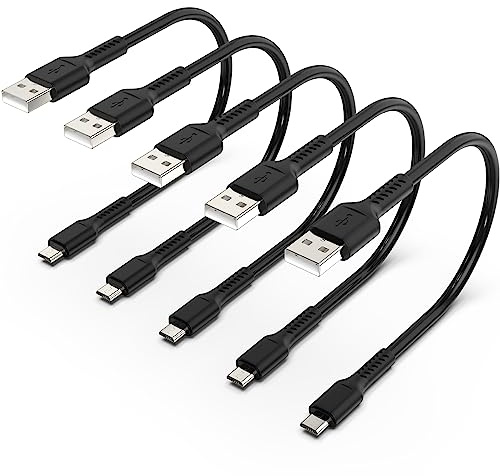 30cm Micro USB Kabel Kurz [5Stück], USB 2.0 Typ A auf Micro USB Ladekabel und Datenkabel Micro B Schnellladekabe Kompatible mit Samsung Galaxy S7 S6 Note 5, Huawei, Nexus, Kindle, Xbox, PS4